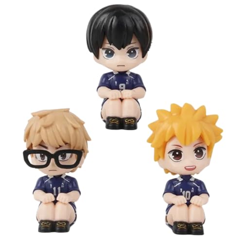 Image of FUNFOB Haikyuu Action Figure Set of 3 Height -7cm Collectible PVC Multicolour | Haikyuu Set of 3 Blue Team
