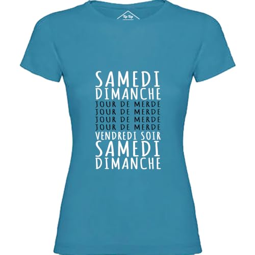 T-Shirt Femme Jours de Merde Bleu vêtement humoristique col rond manches courtes