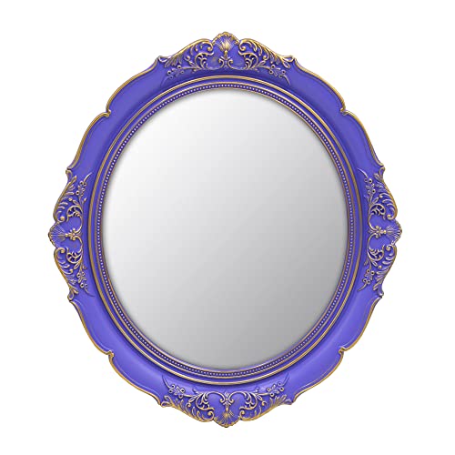 YCHMIR 14.8 x 13.1 inch Oval Wall Mirror Vintage Style (Purple)