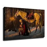 HD Poster George Washington Praying at Valley Forge Poster Canvas Wall Art Print Decorative Painting (20×30inch-No Framed)