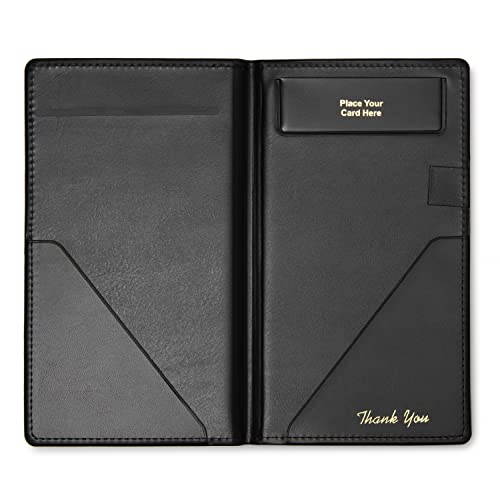 Beatherly Premium Restaurant Check Presenters - 20 Pack - 5.25" X 9" Guest Check Card Holder, Restaurant Supplies For Servers, Waiter, Waitress, Bar, Black With Gold Thank You And Hand Stitched Cover #TOP2