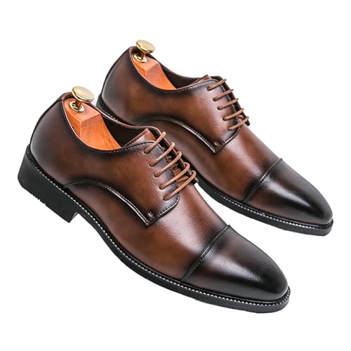 Men's Leather Dress Oxfords Classic Modern Derby Shoes Comfortable Business Formal Shoes