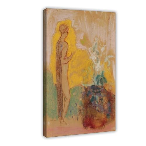 Toile Odilon Redon femme pot de fleurs poésie murale salon