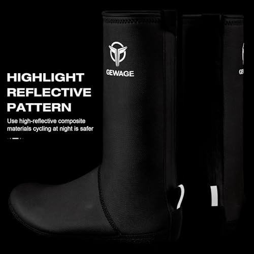 GEWAGE Cycling Shoe Covers -Warm Bike Shoe Covers - Windproof Mountain Road Cycling Overshoes - Cycling Shoe Cover for Men Women (Large) Black