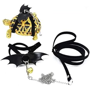 Turtle Harness and Leash with Wings Tortoise Leash Lizard Leash Tortoise Harness Strap Small Animal Adjustable Collar Leash Walking Lead Control Rope Pet Harness Leash (L(15” – 34”),Black)
