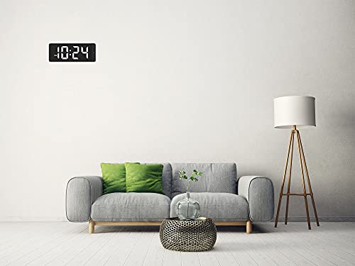 Led Digital Wall Clock With Large Display, Big Digits, Auto-Dimming, 12/24Hr Format, Battery Backup, Silent Wall Clock For Farmhouse, Kitchen, Living Room, Bedroom, Classroom, Office – White #TOP5