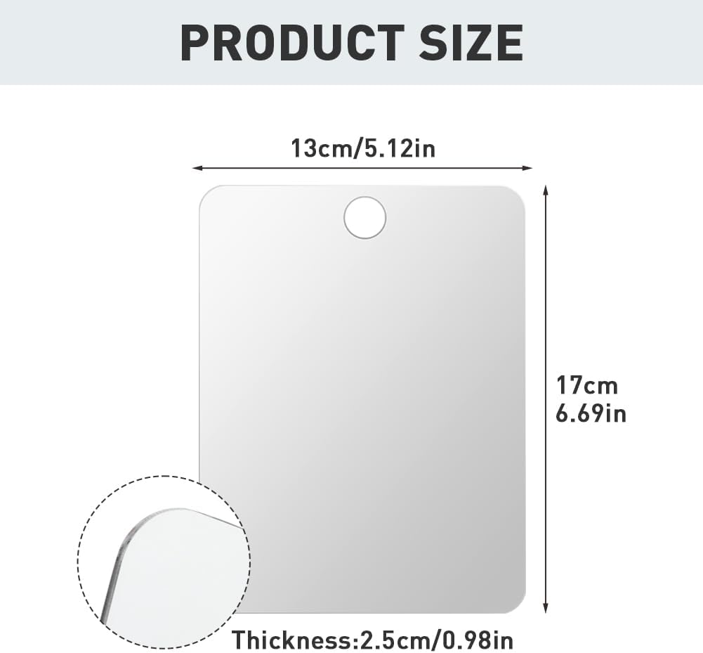 Shower Mirror for Shaving, Shatterproof Men's Wall Hanging Handheld Locker Mirror, Bathroom Shaving Mirror (Silver,Size:6.7 * 5.1inch)