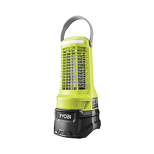 Ryobi Ry18Bza-0, Lanterna Insetticida A Batteria 18V, Per Mosche, Zanzare E Grandi Insetti, Ampio Raggio Di Copertura, Luce Led E Porta Usb Integrate,
