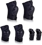 Cneng Protektoren Set Protektorenset Schützerset 6 in 1 Profi Schutzausrüstung für Kinder & Erwachsene (Schwarz, L)