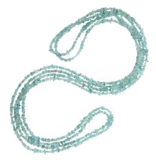 Collier de perles en pépites d'apatite céleste véritable et gemme brute haut de gamme