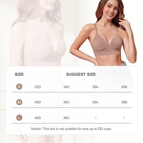 Image of Eleplus 3 Pieces Deep V Wireless Bras for Women Seamless Comfy Bralettes Lightly Lined Multicolors Pack
