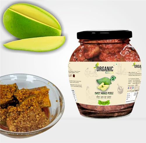 Image of Organic Anand Pure & Natural Less Sweet Mango Pickle (Mitha Aam ka achar) Jaggery Mango Pickle, Homemade Achar, No Artificial Preservatives & Colors (350Gm)