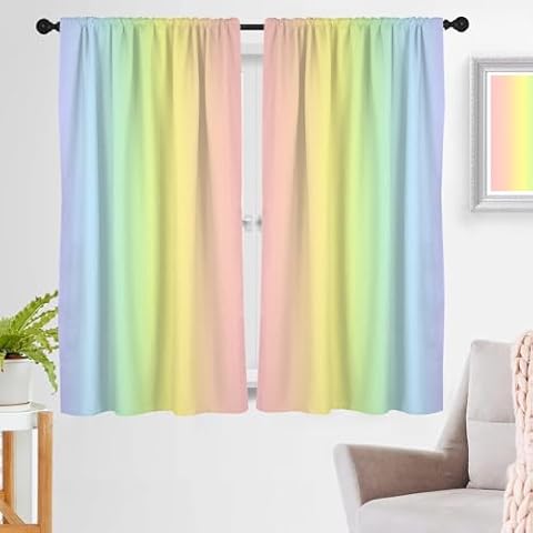 zokyer Rainbow Colourful Window Curtains Set Cover