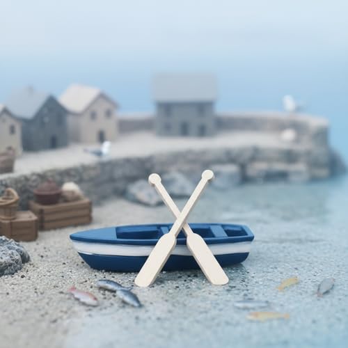LOGOFUN 48 Pcs Mini Boat Paddle Model Wooden Boat Oar Micro Landscape Fairy Garden Decoration 1.9x0.1x0.08in - Thumbnail 4