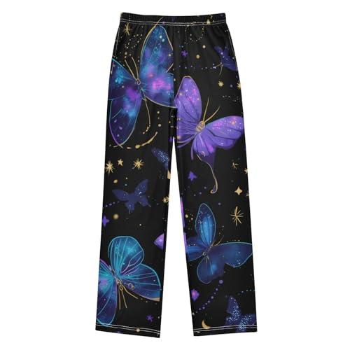 Butterfly and Moon Boys Long Pants Soft Trousers Elastic Waist Kids Lounge Bottoms with Pockets S-XL