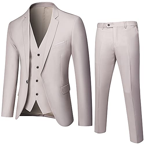 Mens 3 Piece Suit Slim Single Breasted Tuxedo Suits Wedding Jacket Vest & Pants Party Blazers Coat Trousers Sets