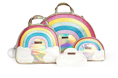 Glimmer Wish Unicorn Rainbow Travel Luggage Set - Overnight Bag, Cosmetic Bag, Selfcare Keepall, and Cloud Pouch, Set of 4 Travel Bags for Teens
