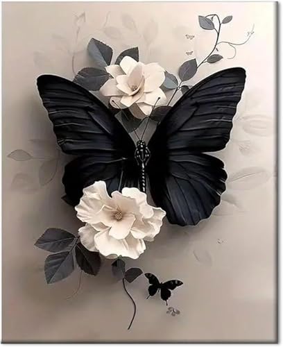 Gutluz Malen nach Zahlen Erwachsene Blumen Schmetterling- Paint by Numbers...