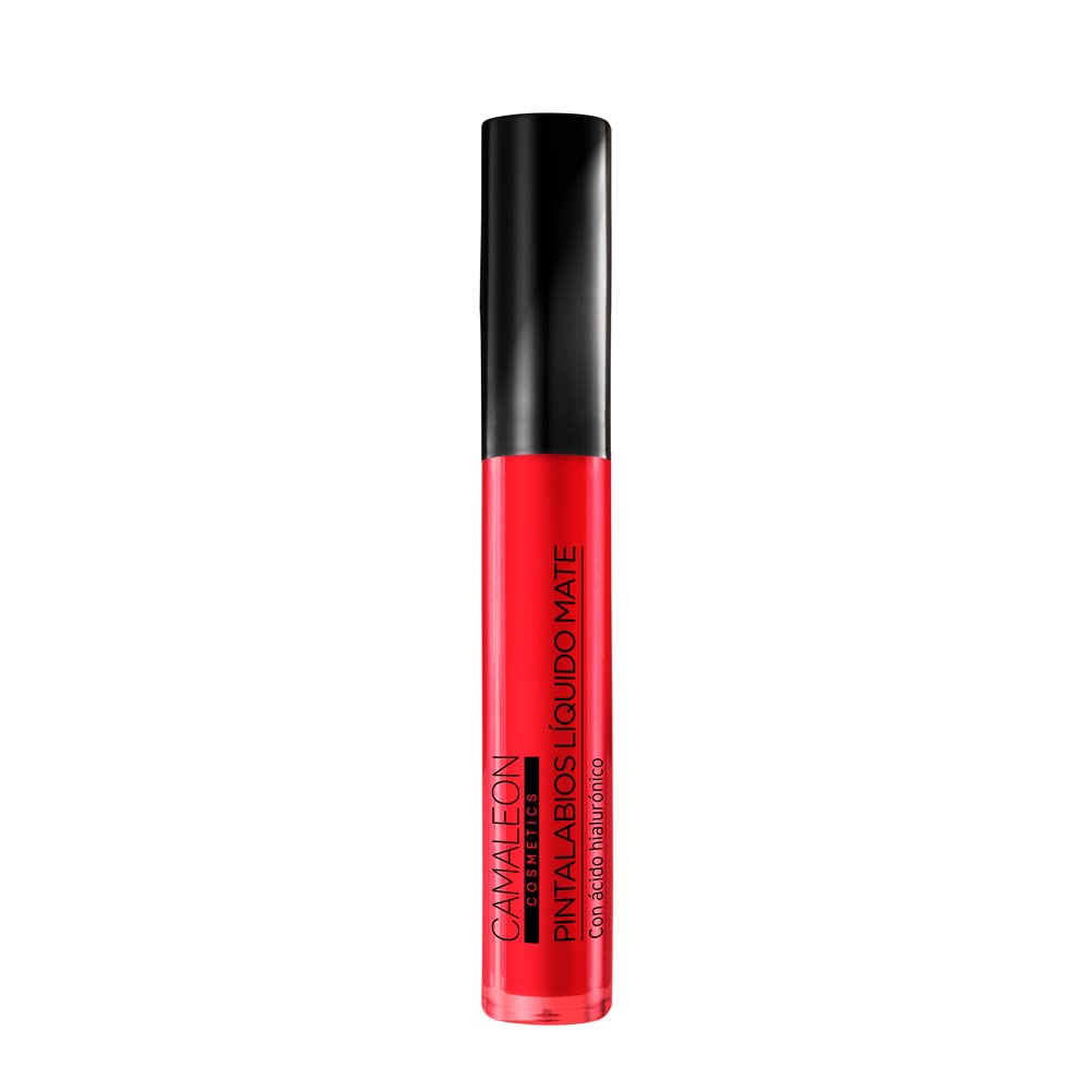 Camaleon Cosmetics - Pintalabios líquido mate - Tono rojo fuego - Permanente 16h - Vegano