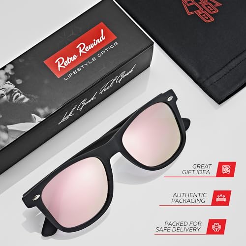 Image of Retro Rewind Polarized Sunglasses for Women Men - UV400 Classic Square Vintage Shades Trendy Unisex Sun Glasses