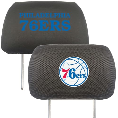 FANMATS 25076 Philadelphia 76ers Embroidered Head Rest Cover Set - 2 Pieces