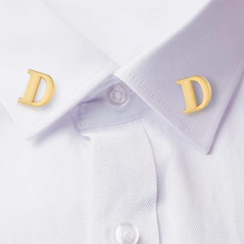 Image of HONEY BEAR Mens Womens Initial Alphabet Letter Lapel Pins Collar Badge Brooches for Business Wedding Graduation Gift Matte Gold 0.59 inches