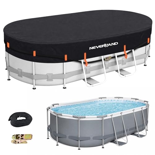 NEVERLAND 15x30ft Oval Pool Cover Heavy Duty Solar Pool Covers for Above Ground Pools Swimming Pool Covers with Patented Ratchet for Cold and UV Resistant Dustproof