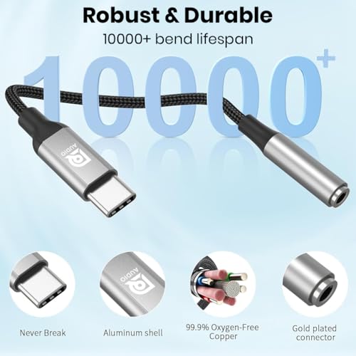Image of Q3 Type C to 3.5 mm Audio Jack Connector with DAC Headphone Converter Adapter Compatible with iPhone 16 /15 Pro Max /15 Pro /15 Plus, Galaxy S24 / S23 /S22 /S21 /S208 & Other Type C Phones