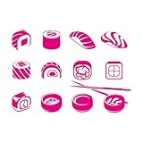 Stickers gravés Bar à sushis, restaurant japonais et asiatique, café 48x68.8cm Décoration de magasin RoseRouge