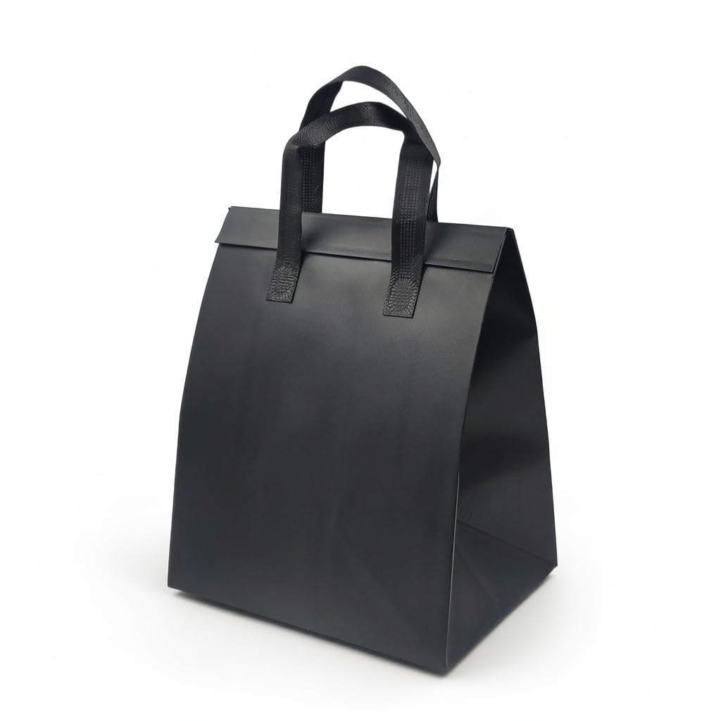 Carry Bags 10" x 12" x 7.5" (Pack of 5) | Black Thermal Food Packaging | Helps Maintain Temperature | Ideal for Takeaways, Catering, Snacks & Bakery Items | Durable & Lightweight-image-45