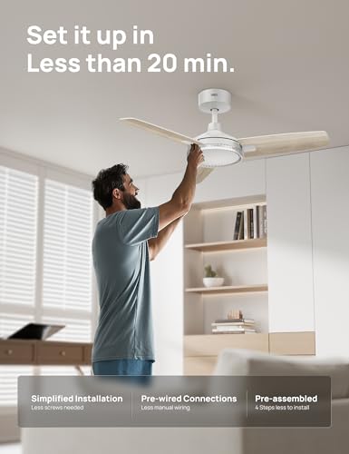 Image of DREO Bedroom Ceiling Fan with Lights, Quiet DC Motor, 22db,Quick-Install, Powerful Airflow, 6 Speeds with Remote, Reversible, 6-Level Dimmable, 5CCT, Black,42 inch Indoor /Outdoor