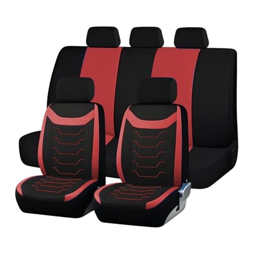 Housses de siège auto en tissu polyester : ensemble complet rouge universel
