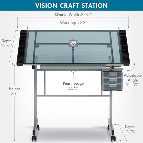 Vision Craft Station in Silver/Blue Glass