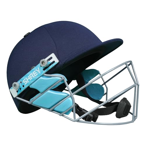 Image of Shrey Star Junior 2.0 Steel Batting Cricket Helmet with Adjustable Grill for Boys (Navy)