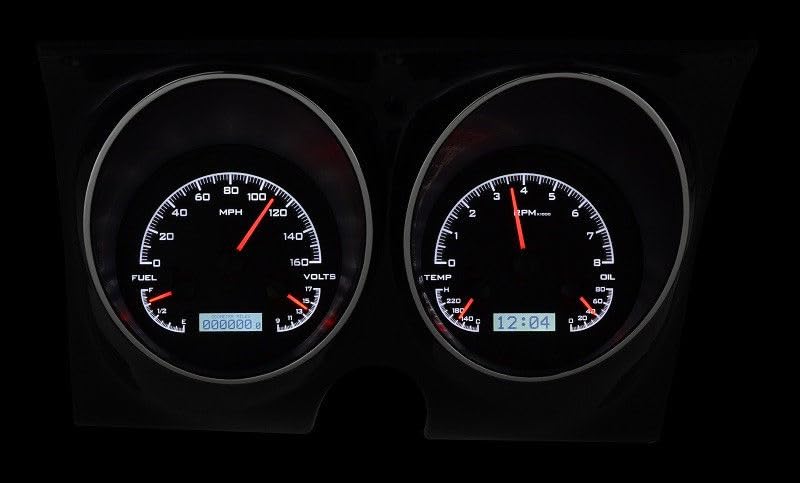Dakota Digital 67 68 Chevy Camaro Pontiac Firebird Analog Gauge Black Alloy White VHX-67C-CAM-K-W