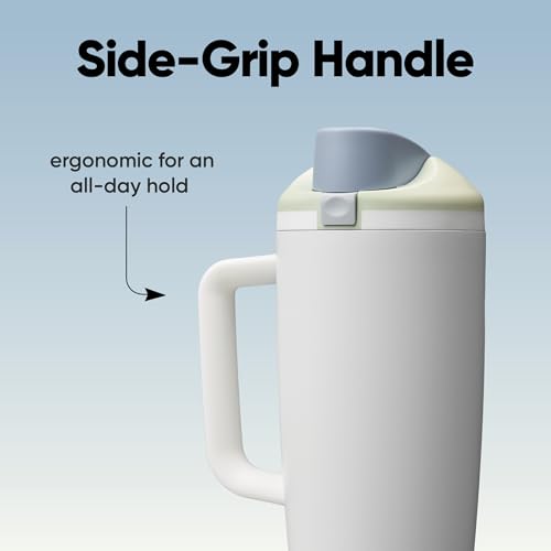 Image of Owala FreeSip Tumbler Insulated Stainless Steel Water Bottle with Built-in Straw and Side Handle, For Travel, Work, School, and Sports, 40oz, BPA Free, Leak Proof, Iced Breeze