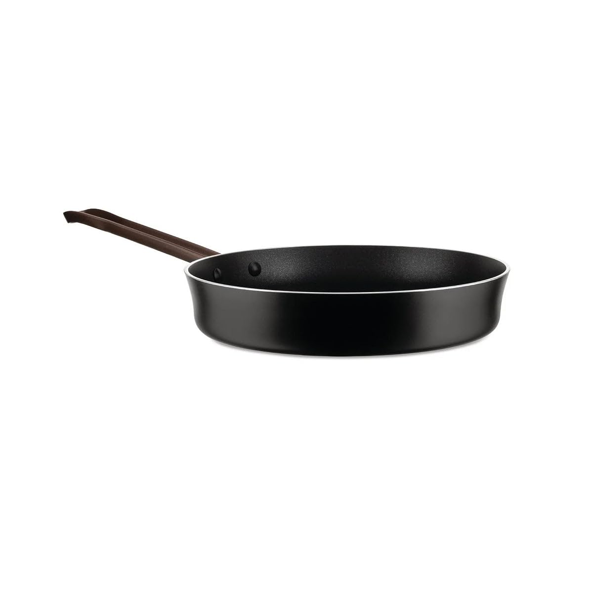 Alessi edo | PU113/20 B - Padella a Manico Lungo in Alluminio con Rivestimento Antiaderente, Manico in Acciaio Inox con Rivestimento in PVD, Marrone