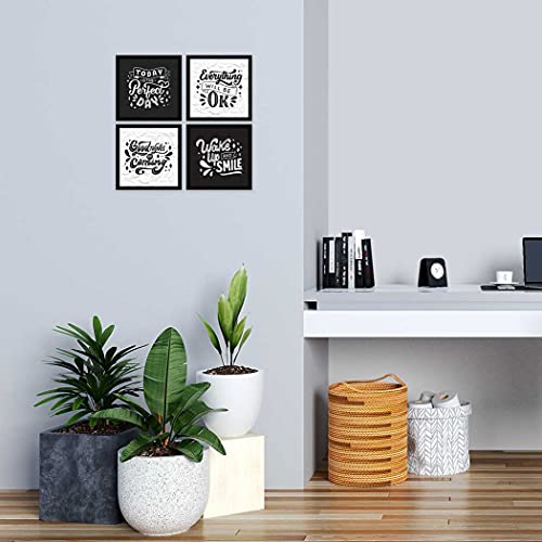 Image of ArtX Paper Motivational Quotes Good Things Wall Art Painting, Framed Paintings For Home Office Decor 20 X 20 inches (Combined), 10.0 X 10.0 each, Multicolor Posters With Frame, Set of 4
