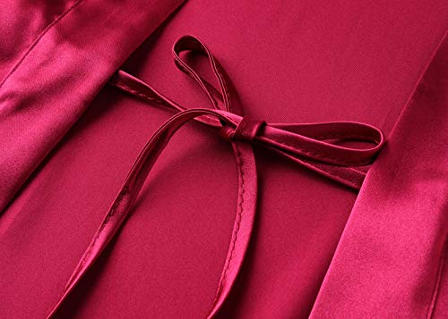 Image of PRODESIGN Satin Kimono Robe Women Long Silky Kimono Bathrobe Sleepwear Wedding Bridesmaid Robe