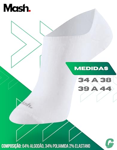 MASH Kit 9 Pares Meia Invisível Sapatilha Esportiva Faixa Tensora Active Unissex, 9 Brancos, 39-44