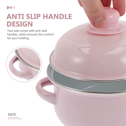 Luxshiny Enamel Soup Pot Vintage Stew Pot Stock Pot With Double Handle Soup Pasta Cooking Pot Noodle Porridge Pot For Kitchen Induction Cooktop Gas Stove 1. 1L 16Cm #TOP7