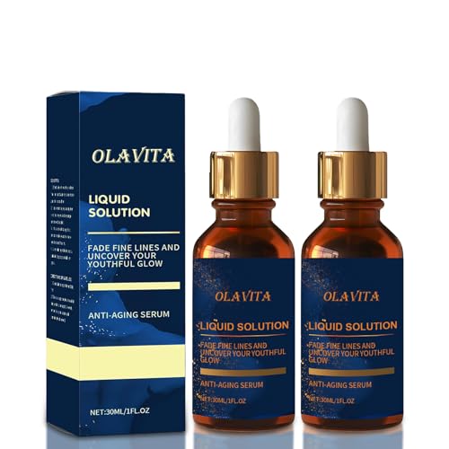 OLAVITA Facial Serum Liquid Anti-Aging Solution with Vitamin C E Retinol & Aloe Boosts Collagen Shrinks Pores Diminishes Wrinkles & Fine Lines (2Pcs)