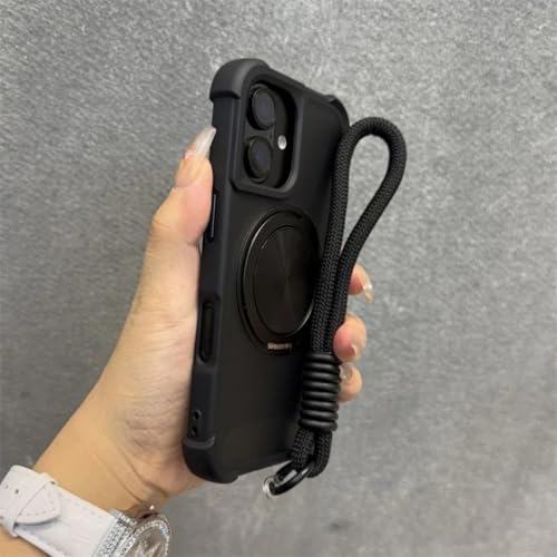 Étui iPhone 13 Pro noir avec dragonne pour charge sans fil en déplacement