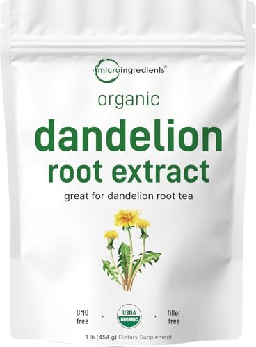 Micro Ingredients Organic Dandelion Root Extract Powder, 1lb | Up to 454 Servings | Great for Dandelion Root Tea, Beverages & Recipes | USDA Organic, Non-GMO, Caffeine Free, Filler Free