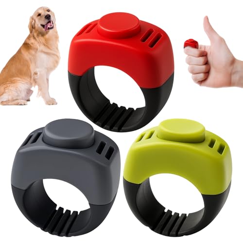 XLTXWD 3PCS Dog Clicker, Dog Training Clickers with Finger Ring Design, Clickers for Dog Training Cats Birds Horses, Red Green Gray 19mm 21mm Inner Diameter