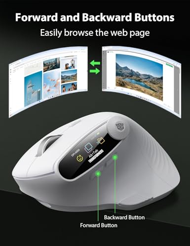 Transformers Vertical Ergonomic Mouse with LED Screen & Knob Control White - image 5