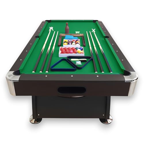 image for SIMBASHOPPING 8 Foot Pool Table Modern Billiard Table with Green Felt,