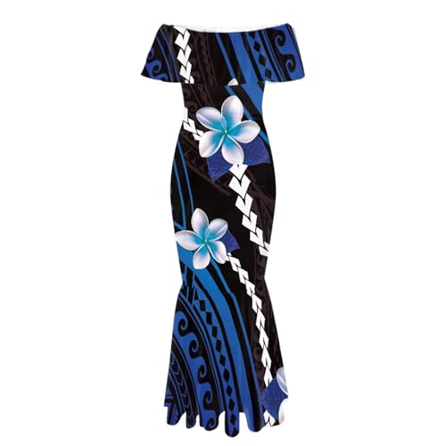 Image of Polynesian Dresses for Women Off Shoulder Maxi Dress Puletasi Samoan Dresses S-7XL