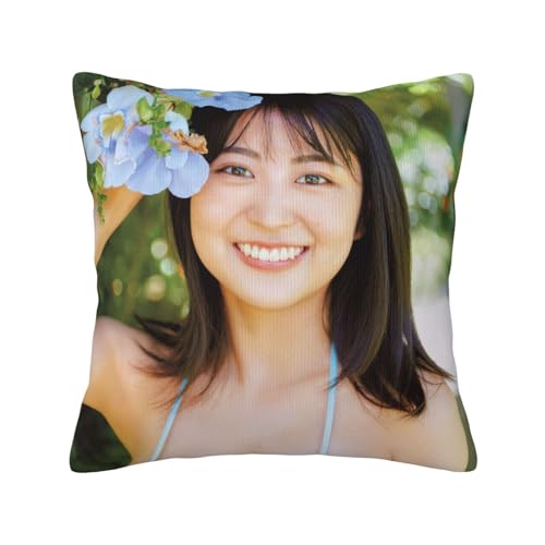 福井梨莉華 2 枕カバー抱き枕カバーファッション45 x 45 cm部屋装飾両面正方形の部屋プレゼントルーム装飾車隠しファスナー クッション 18x18in