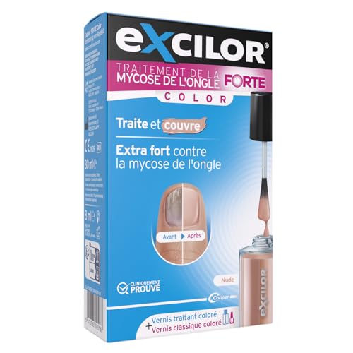 EXCILOR - Forte Color – Behandlung von Nagelpilz – behandelt & bedeckt – Behandlung 30 ml + kosmetischer Nagellack 8 ml – klinisch nachgewiesen* – Nude